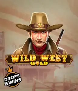  Meet the daring sheriff of "Wild West Gold," a thrilling slot game by Pragmatic Play. The visual features a confident sheriff with a sheriff’s badge, set against a dusty Old West town backdrop. The game's title is prominently displayed in a rustic font, accentuating the theme of adventure and law enforcement in the wild frontier. 